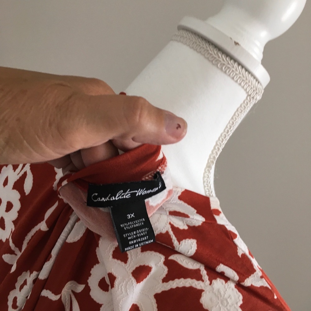 Causalite Women 3X Red & White Floral Sleeveless Dress